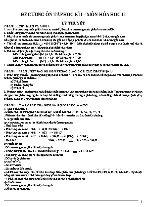 Đề cương ôn tập học kì I môn Hóa học Lớp 11